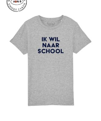 T-shirt kind - Heather grey - Ik wil naar school