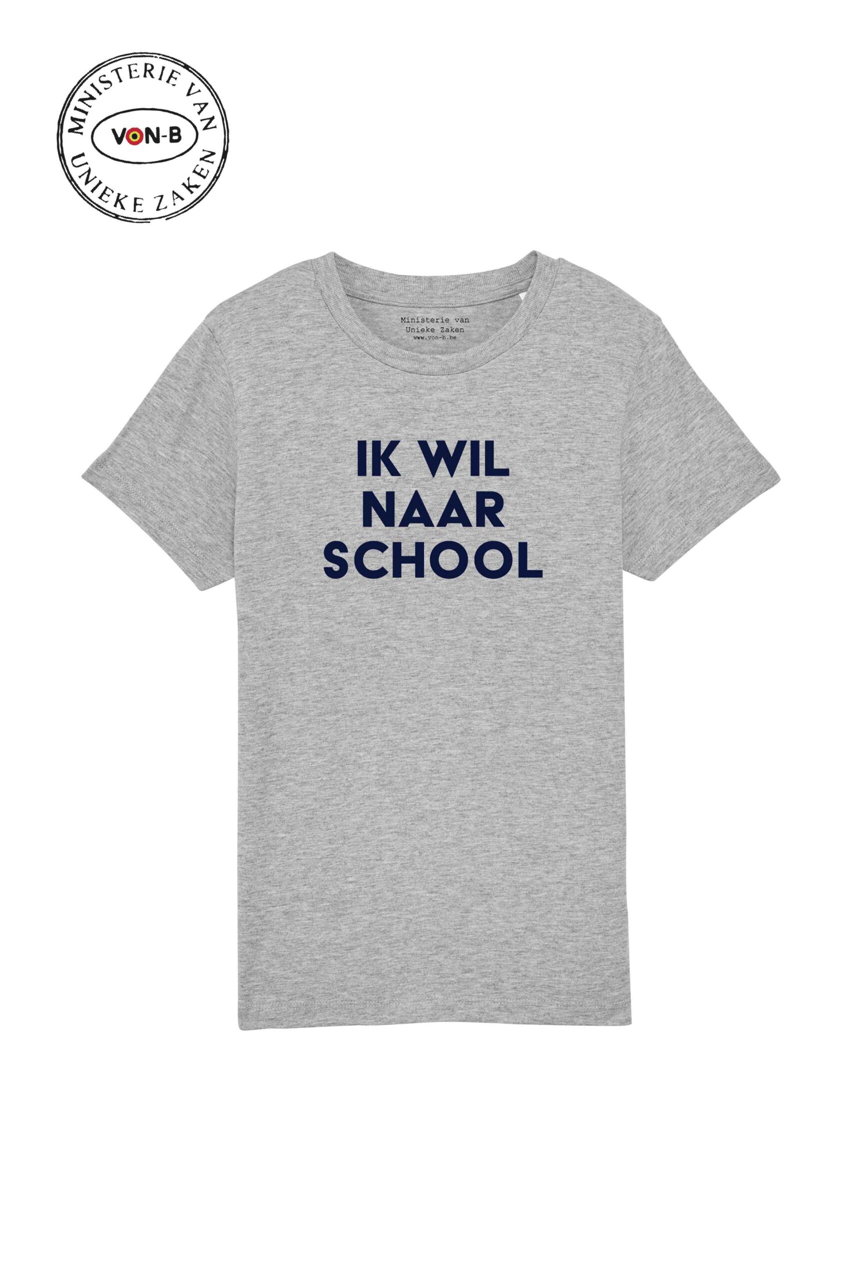 T-shirt kind - Heather grey - Ik wil naar school
