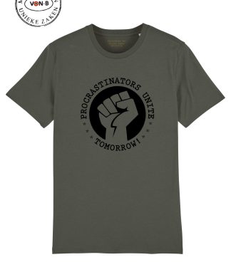 T-shirt unisex - Kaki - Procrastinators unite