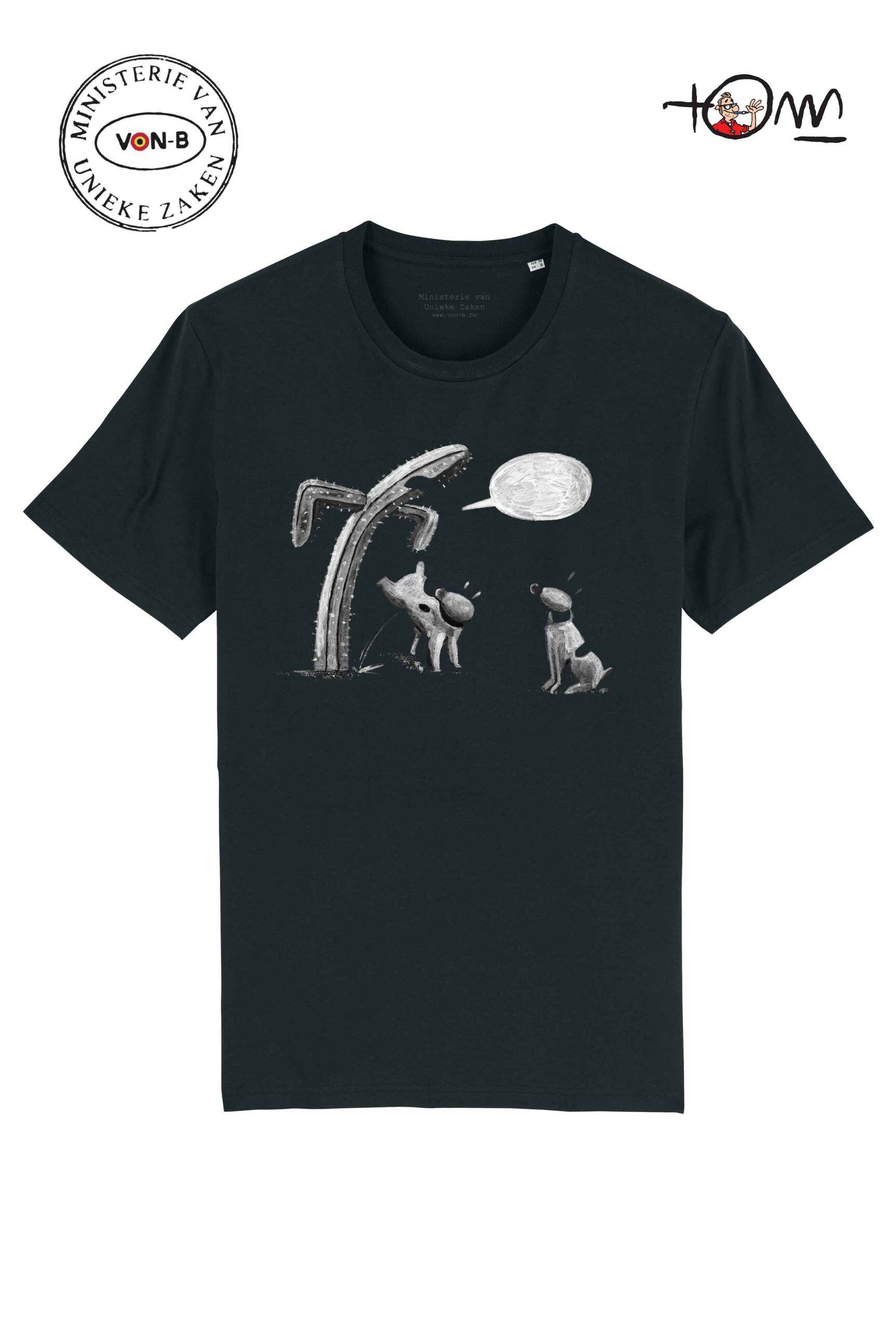 T-shirt unisex - Zwart - Cactus - by Tom Cartoon