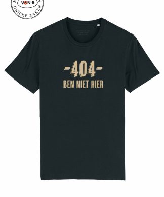 T-shirt unisex - Zwart - 404 ben niet hier