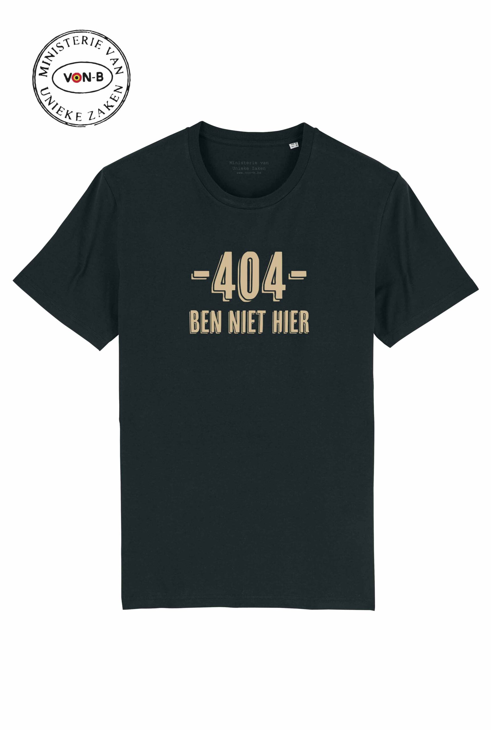 T-shirt unisex - Zwart - 404 ben niet hier