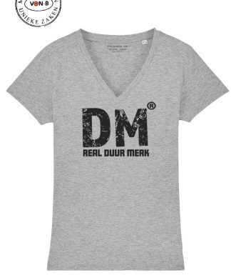 T-shirt vrouw V-hals - Heather grey - Real duur merk