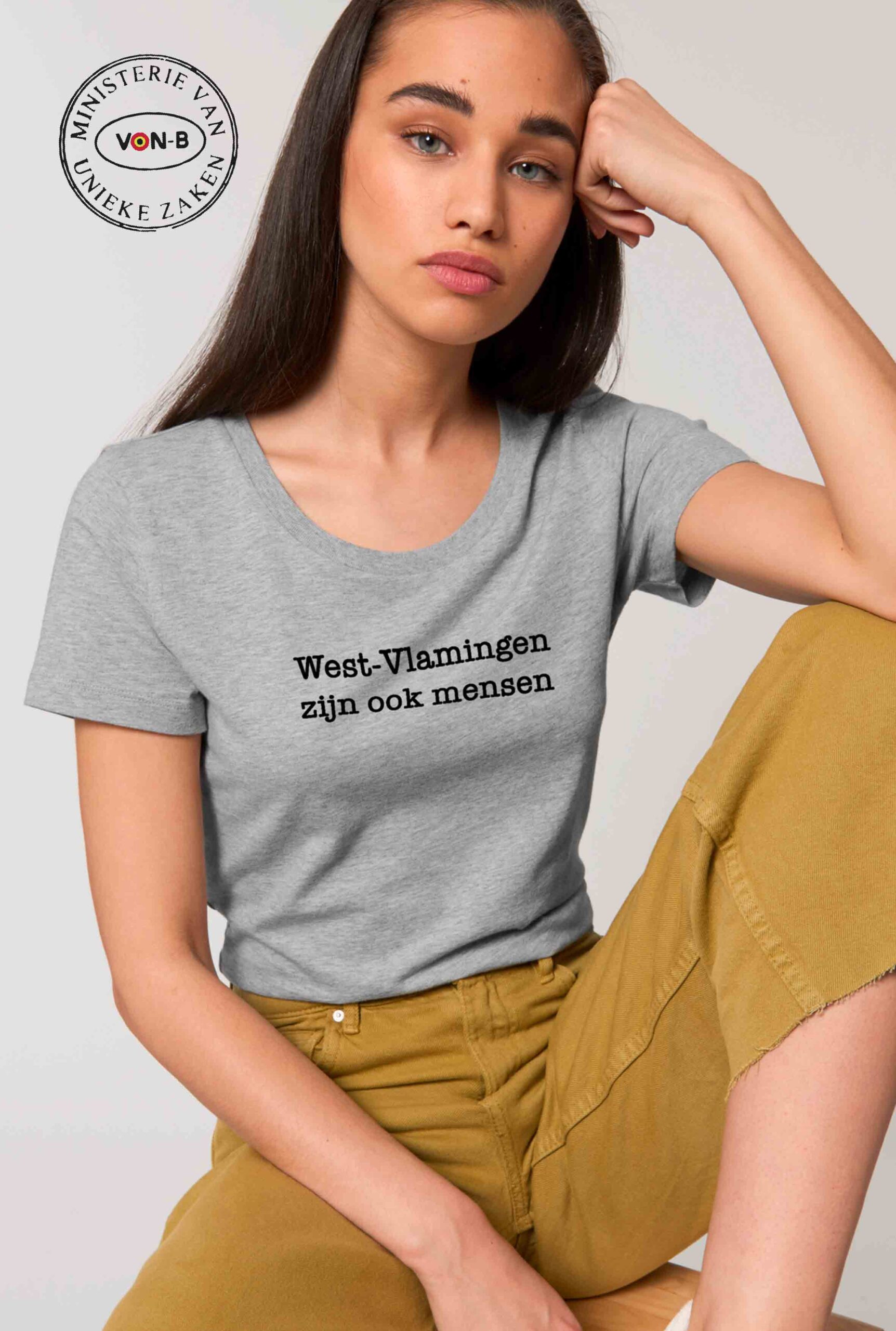 T-shirt vrouw - Heather grey - West-Vlamingen zijn ook mensen - Afbeelding 2