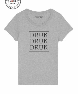 T-shirt vrouw - Heather grey - Druk druk druk