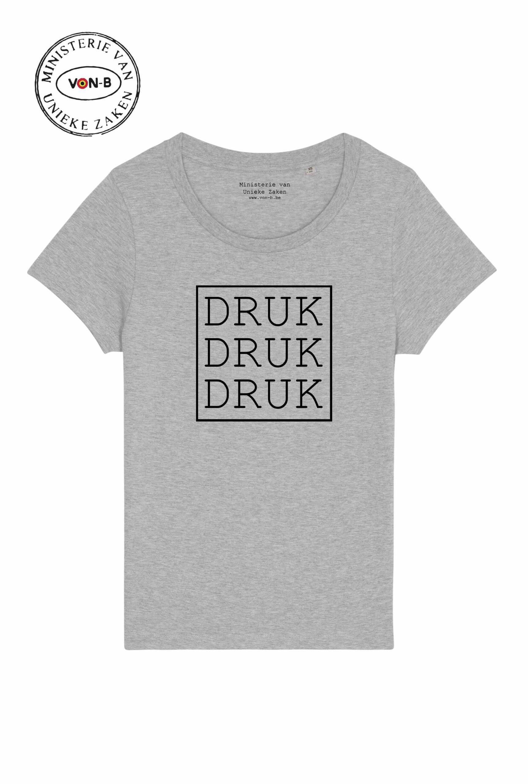 T-shirt vrouw - Heather grey - Druk druk druk