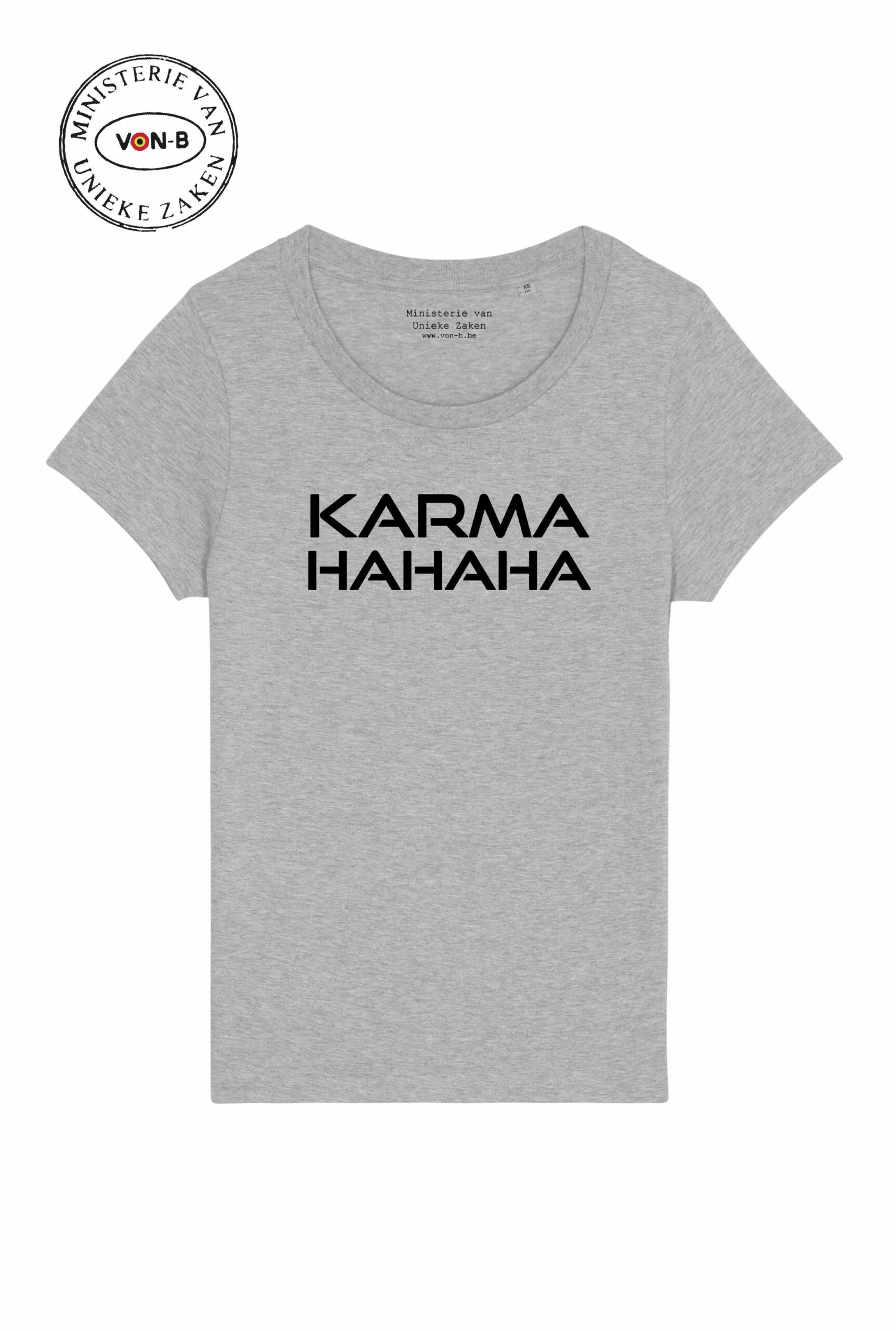 T-shirt vrouw - Heather grey - Karma hahaha