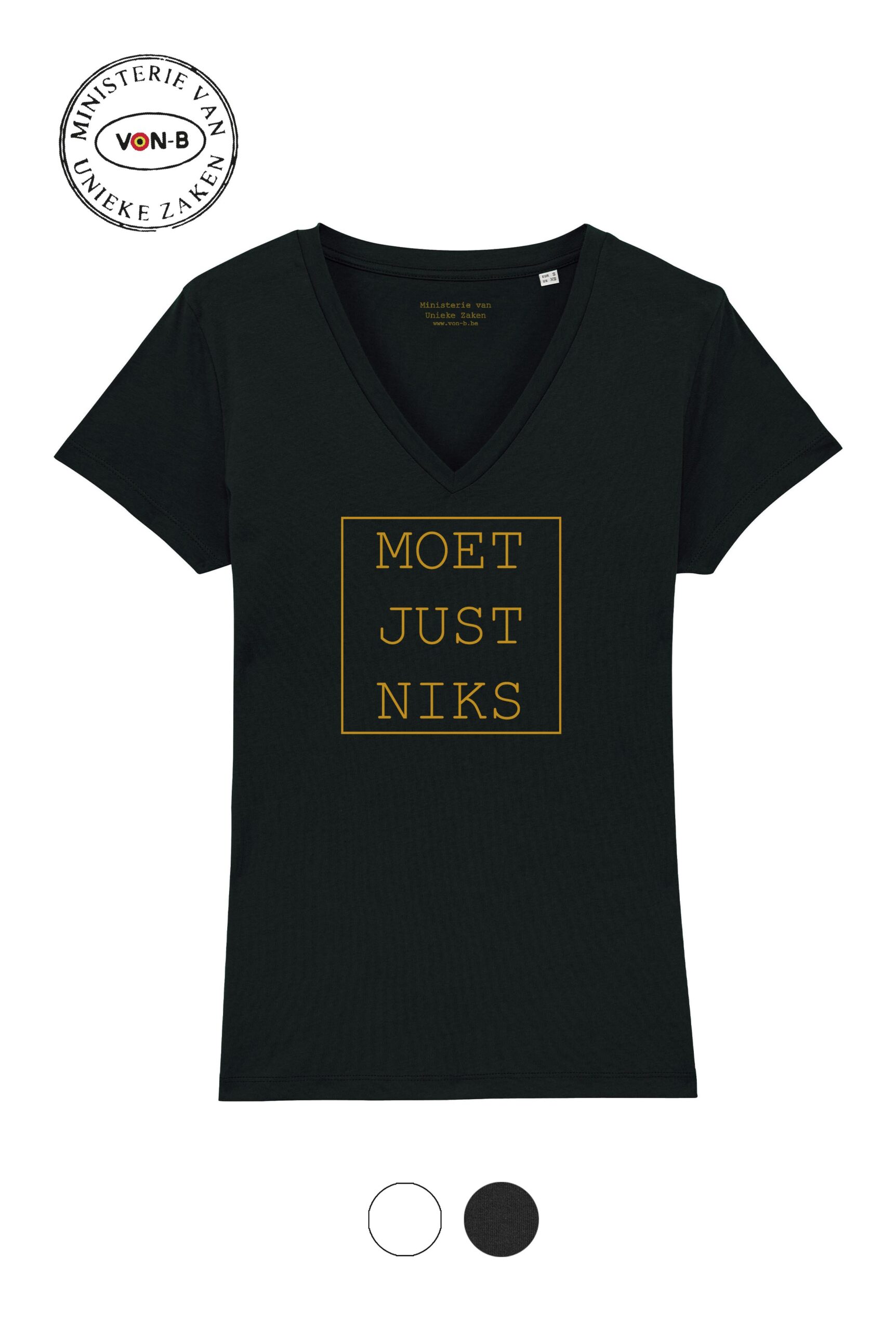 T-shirt vrouw V-hals - Moet just niks