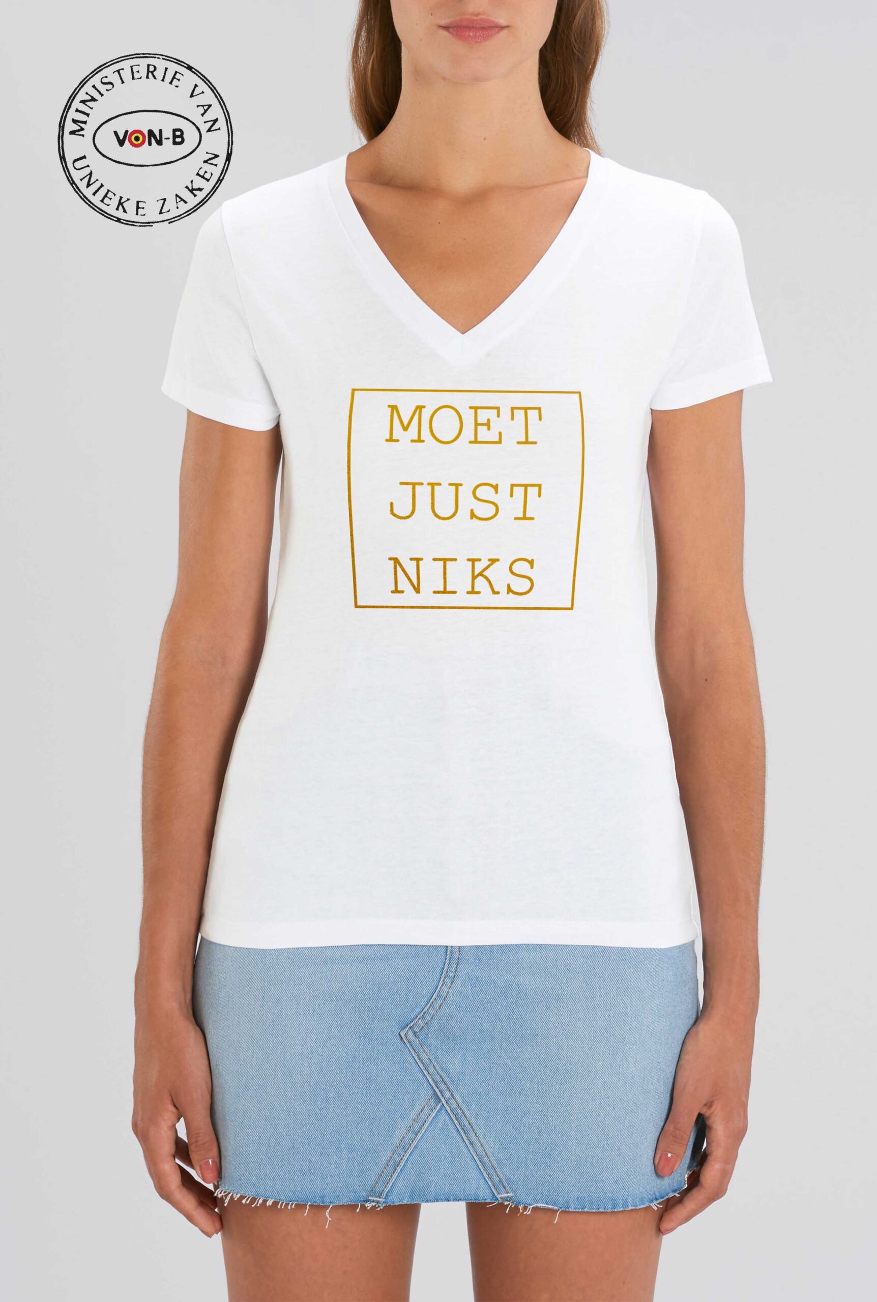 T-shirt vrouw V-hals - Moet just niks - Afbeelding 3
