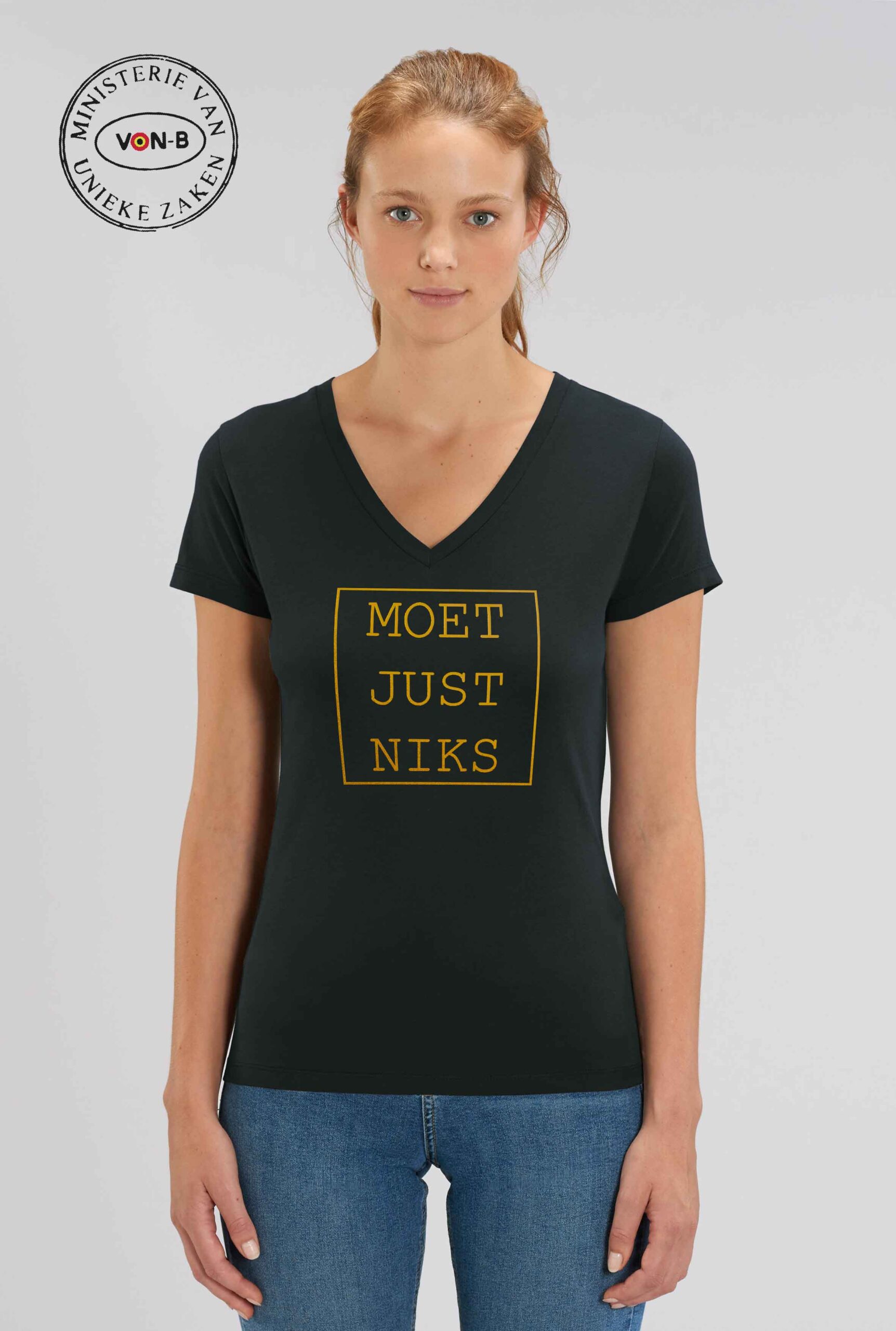 T-shirt vrouw V-hals - Moet just niks - Afbeelding 2