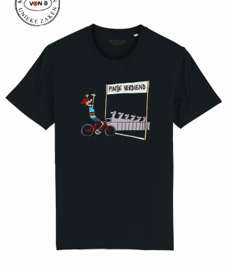 T-shirt unisex - Zwart - Pintje verdiend - by Tom Cartoon