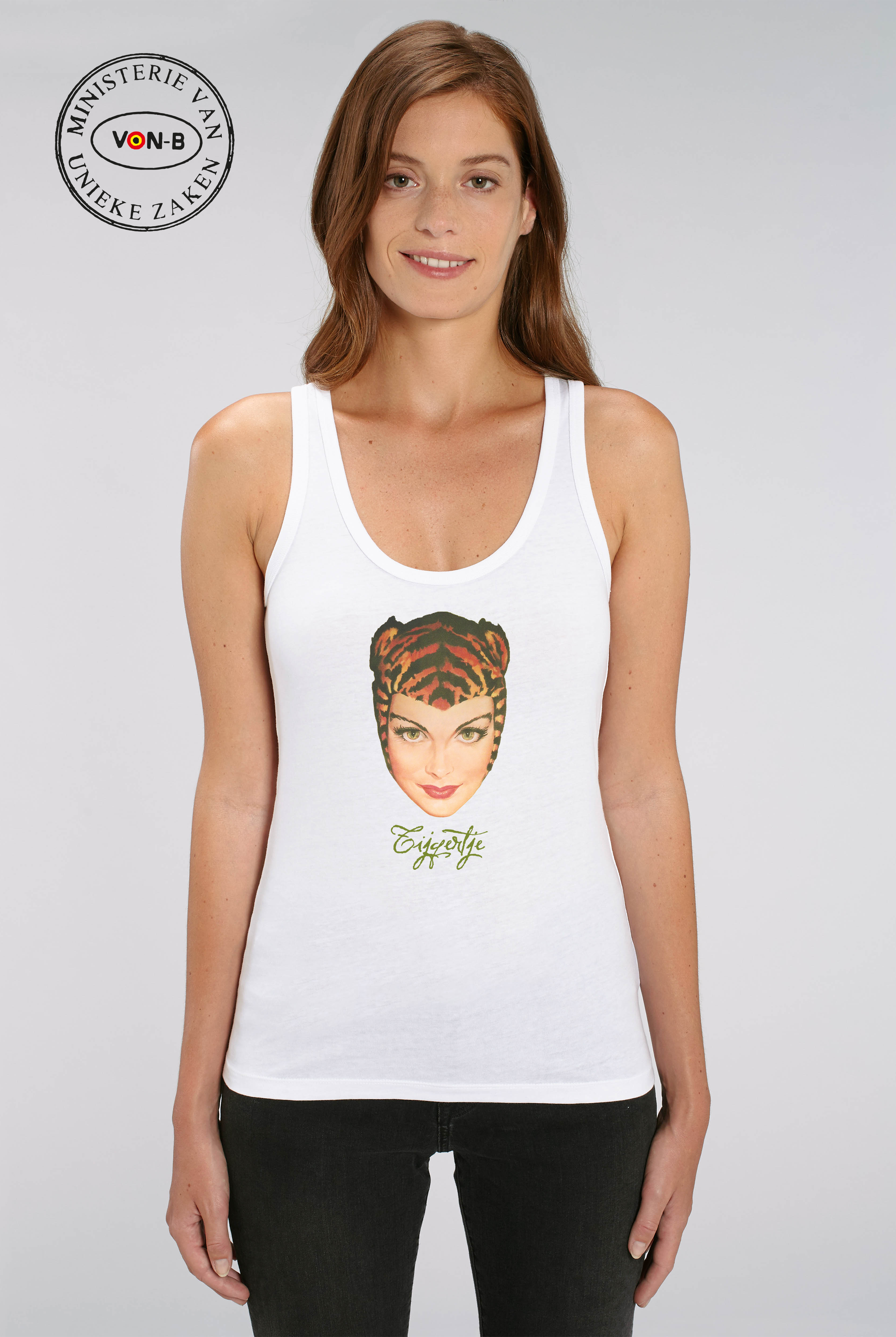 Tanktop vrouw - Wit - Tijgertje - Afbeelding 2