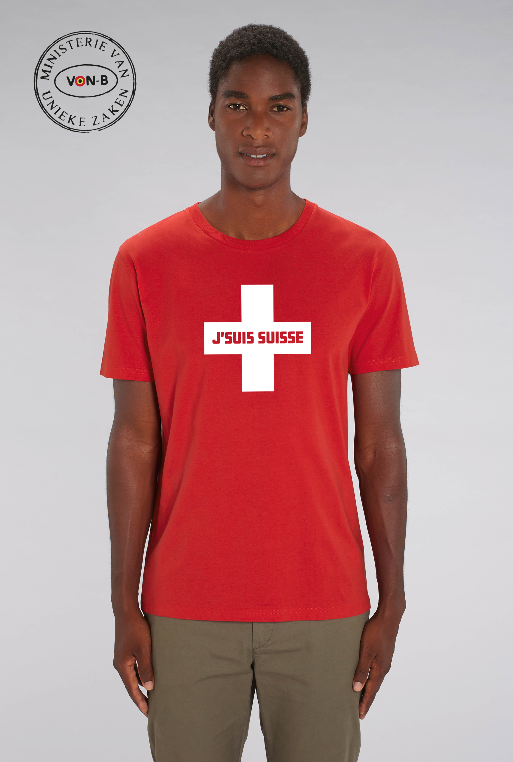 T-shirt unisex - Red - J'suis Suisse - Afbeelding 2