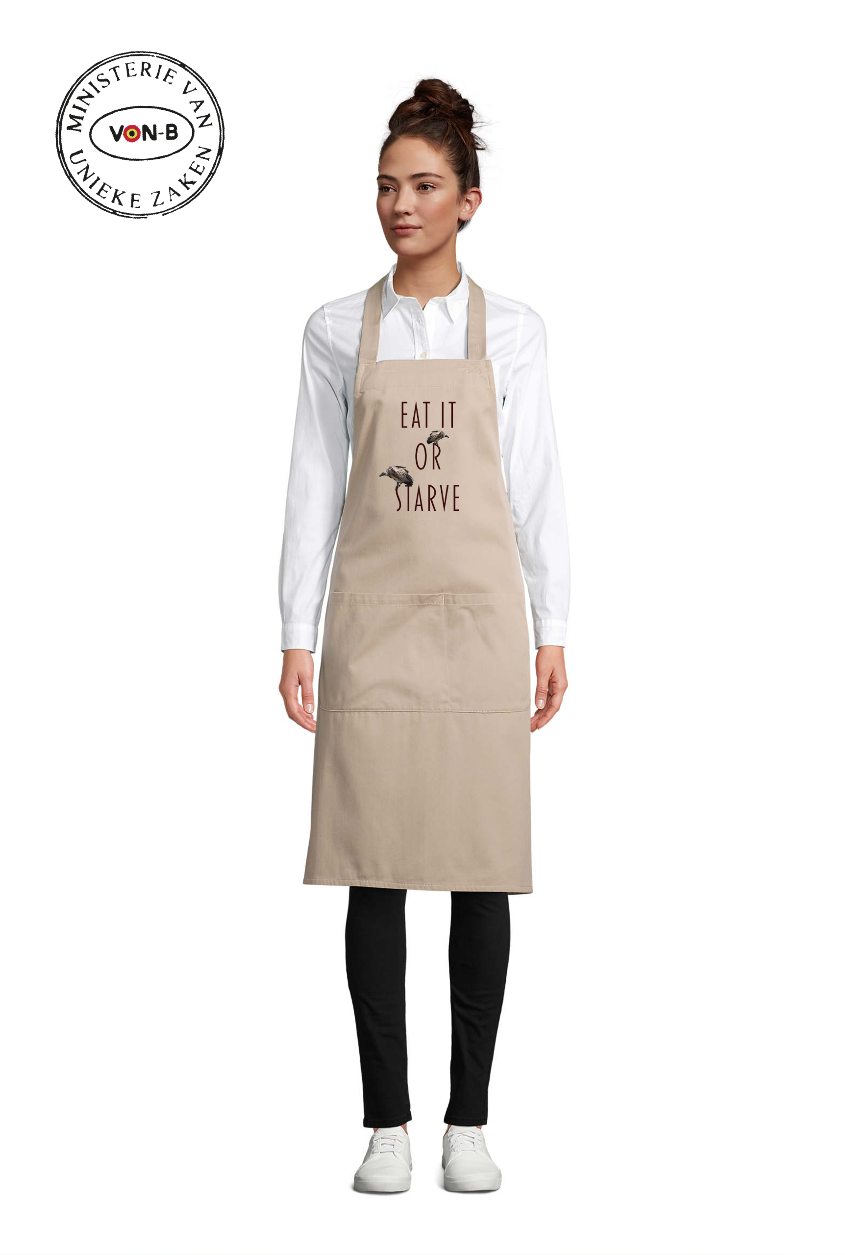Keukenschort - Beige - Eat it or Starve - Afbeelding 2