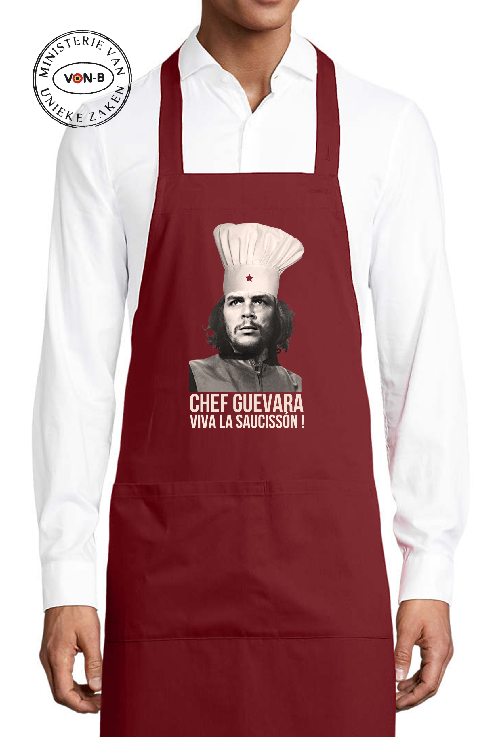 Viva la saucisson! Keukenschort - Bordeaux - Chef Guevara