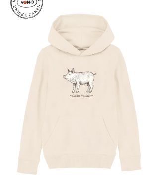 Hoodie kind - Natural raw - Klein varken