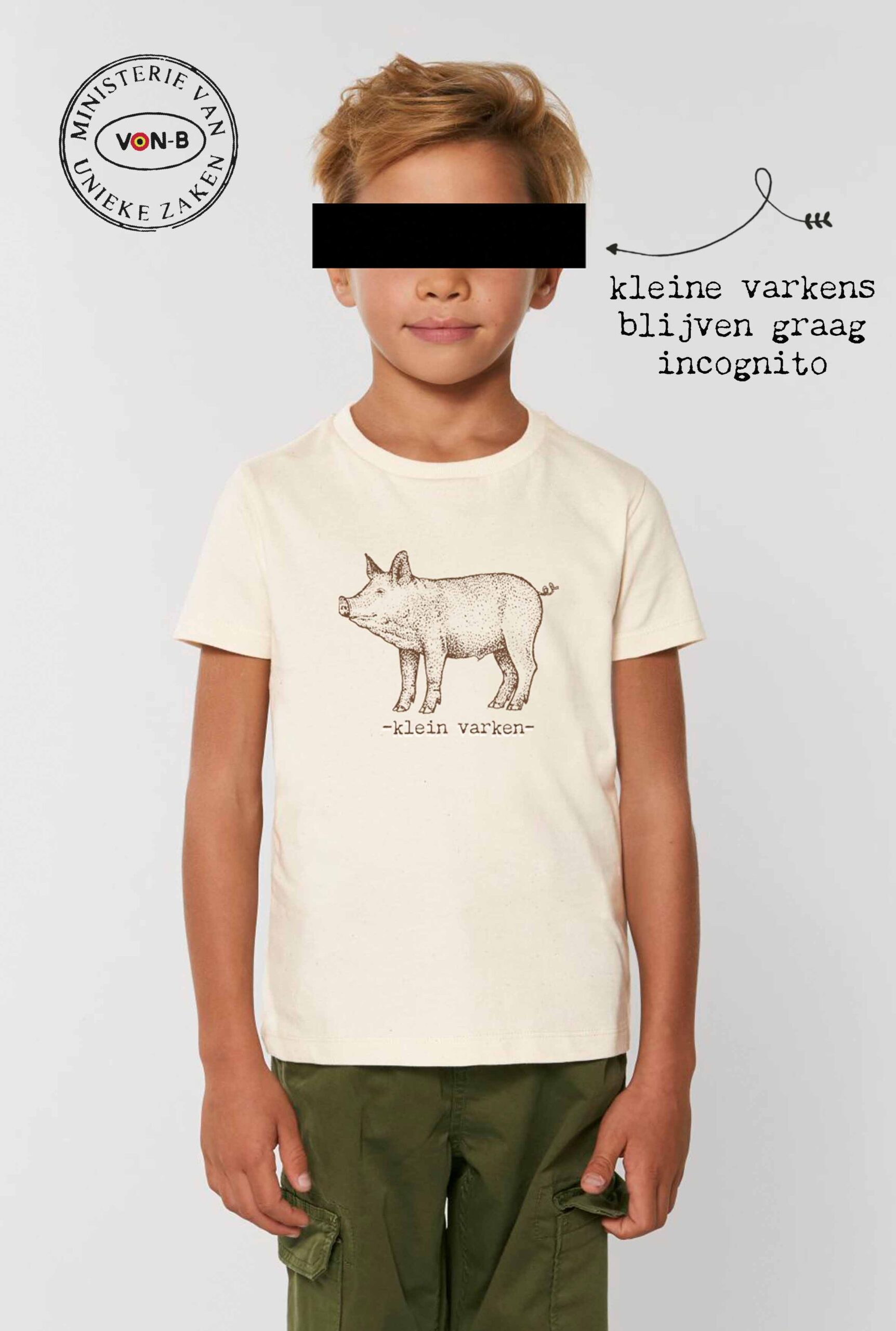 T-shirt kind - Natural raw - Klein varken