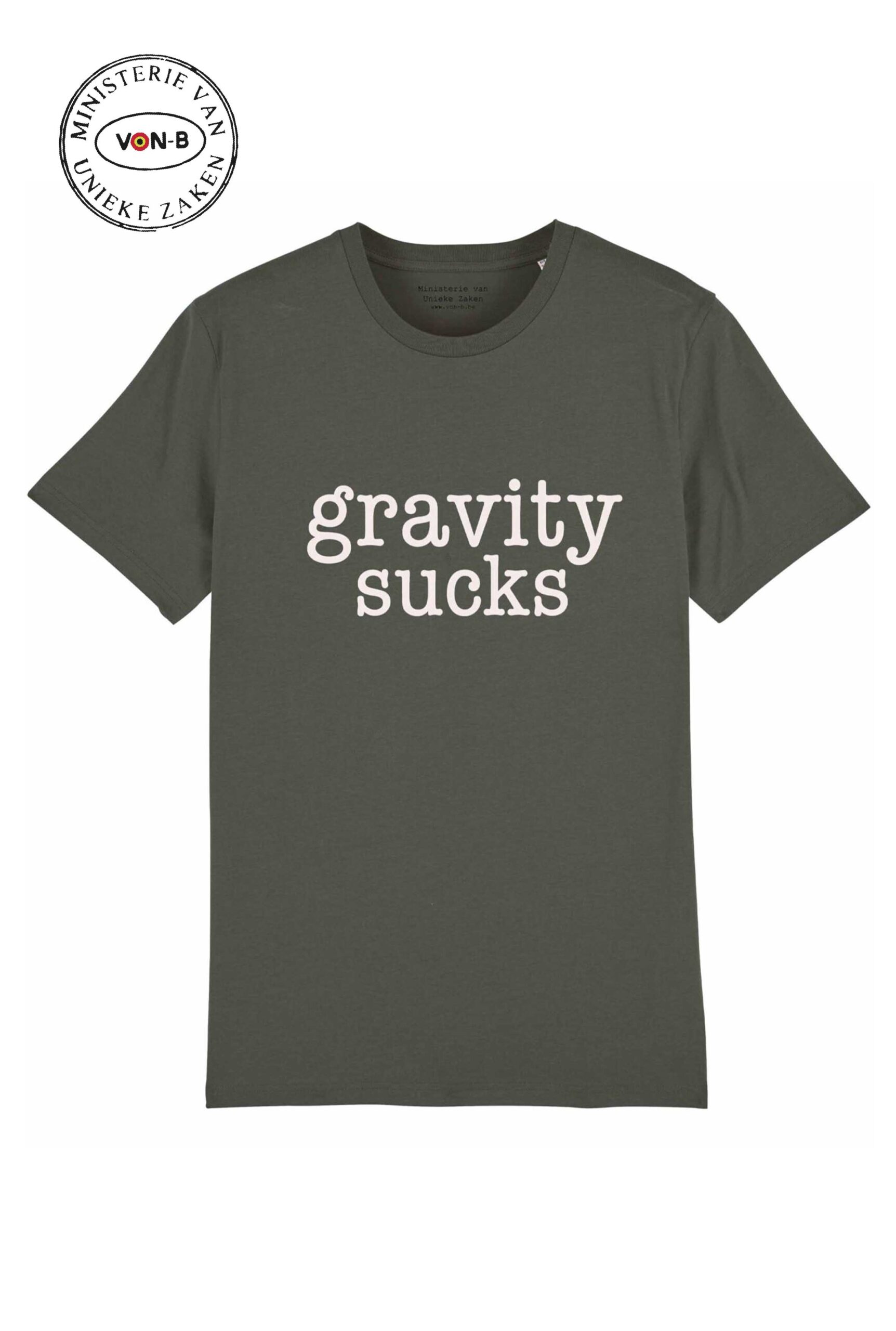 T-shirt unisex - Kaki - Gravity sucks