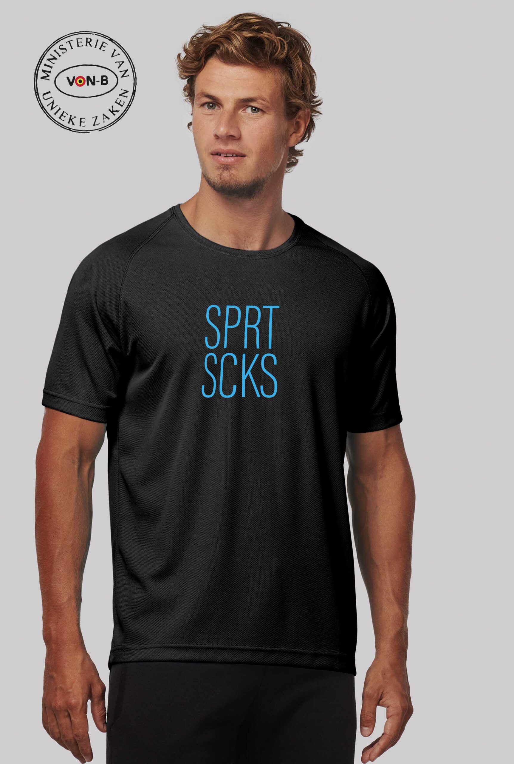 Sportshirt man - Zwart - SPRT SCKS - Afbeelding 2