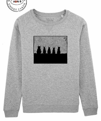 Sweater vrouw - Heather grey - Cats by night - OP=OP