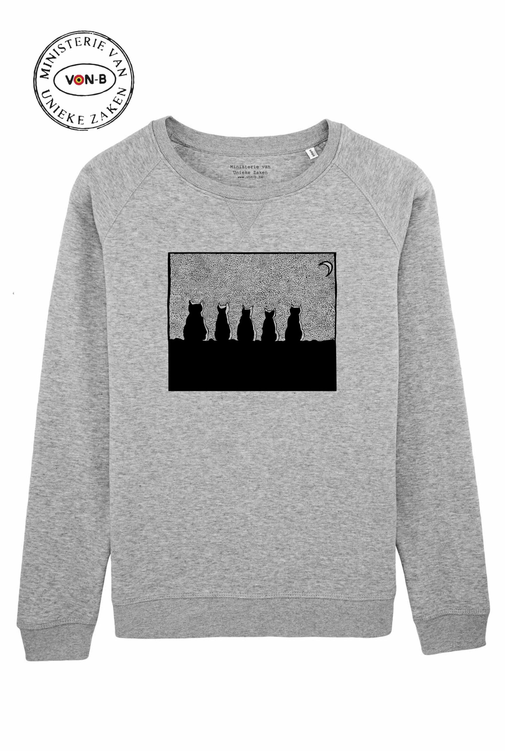 Sweater vrouw - Heather grey - Cats by night - OP=OP