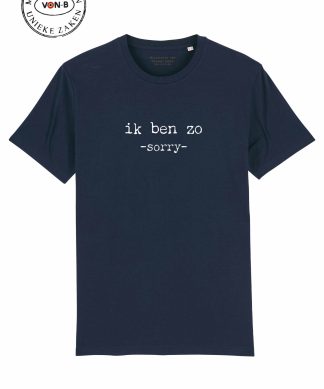 T-shirt unisex - Navy - Ik ben zo -sorry-