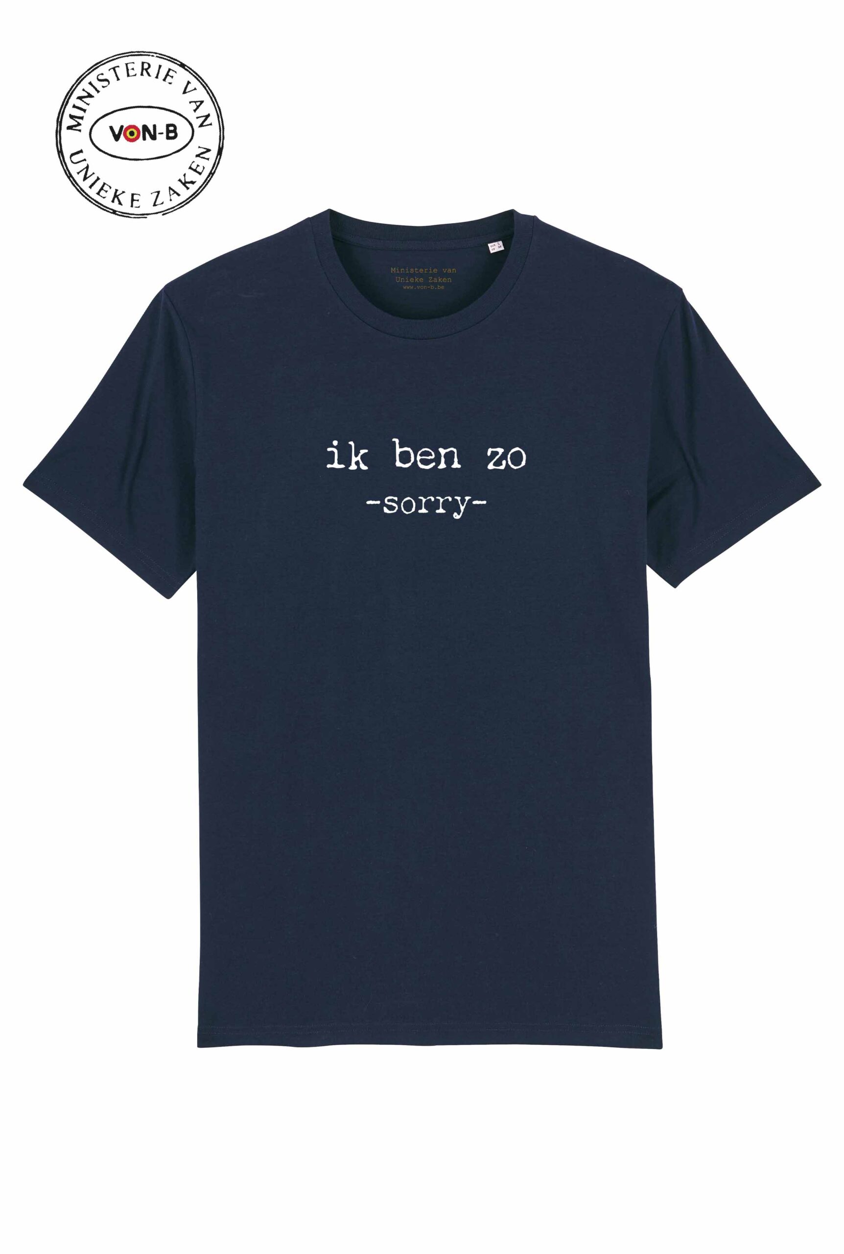 T-shirt unisex - Navy - Ik ben zo -sorry-