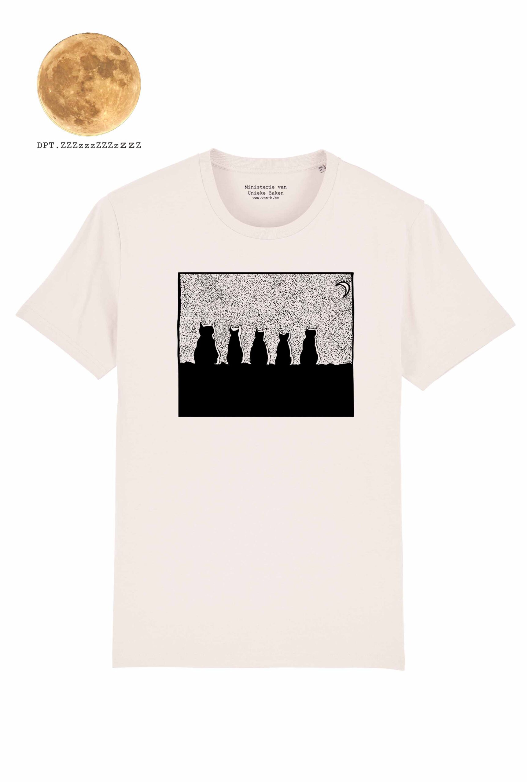 Slaapshirt unisex - Vintage white - Cats by night