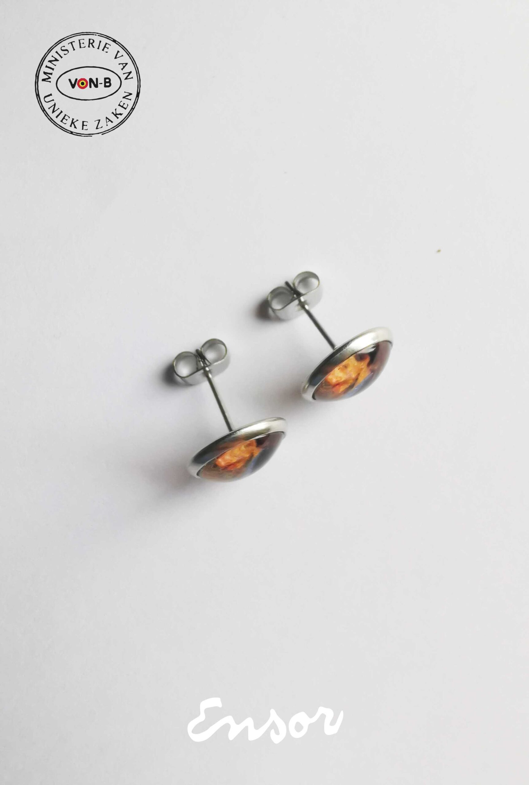 James Ensor, Zelfportret met bloemenhoed - Oorbellen - Afbeelding 3