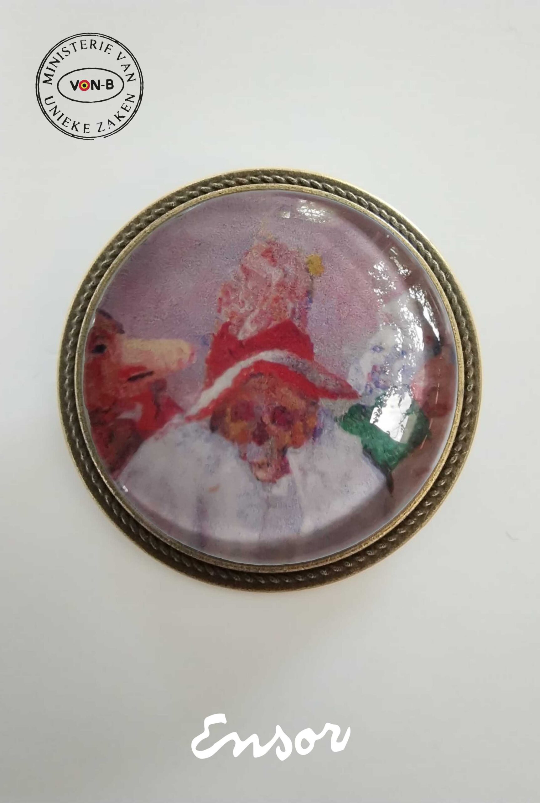 James Ensor, Masks Confronting Death - Broche