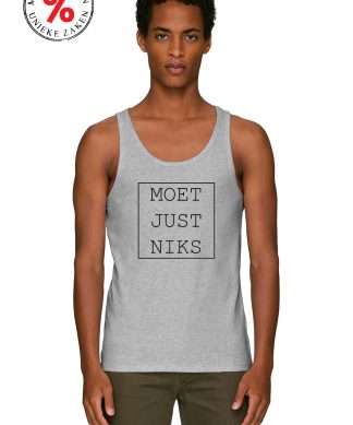 Tanktop unisex - Heather grey - Moet just niks OP=OP