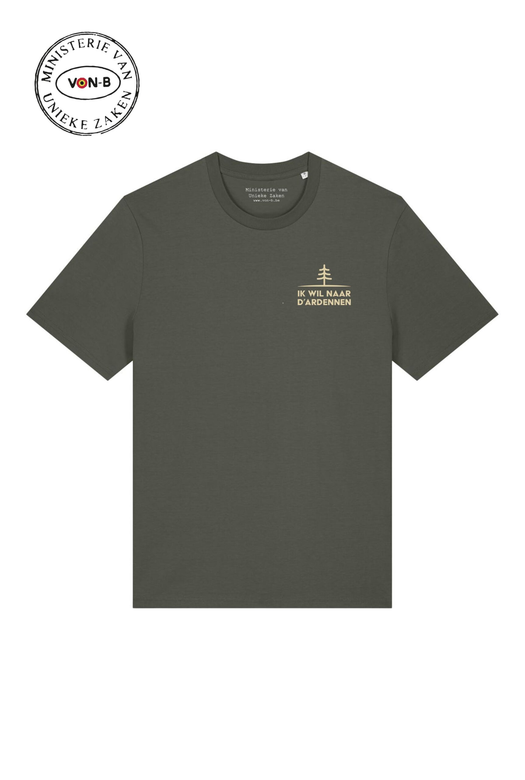 T-shirt unisex - Kaki - Ik wil naar d'Ardennen