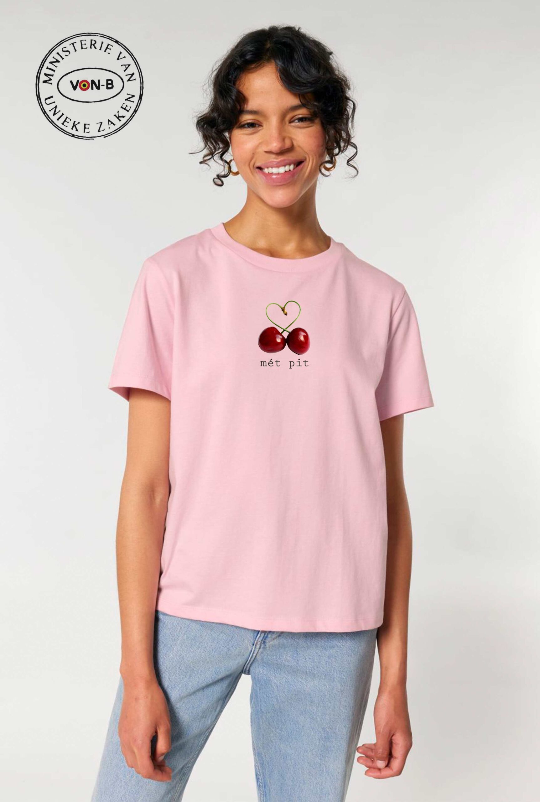 T-shirt vrouw – Cotton pink – Mét pit - Afbeelding 2